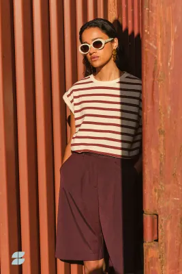 By-Bar tobi stripe top - grain wine stripe