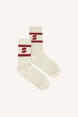 By-Bar logo sparkle grey socks - wine