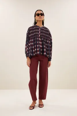By-Bar mine ikat blouse - wine ikat print