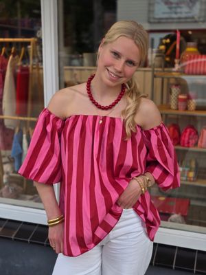 Aline - offshoulder top A-8632 fuchsia/red