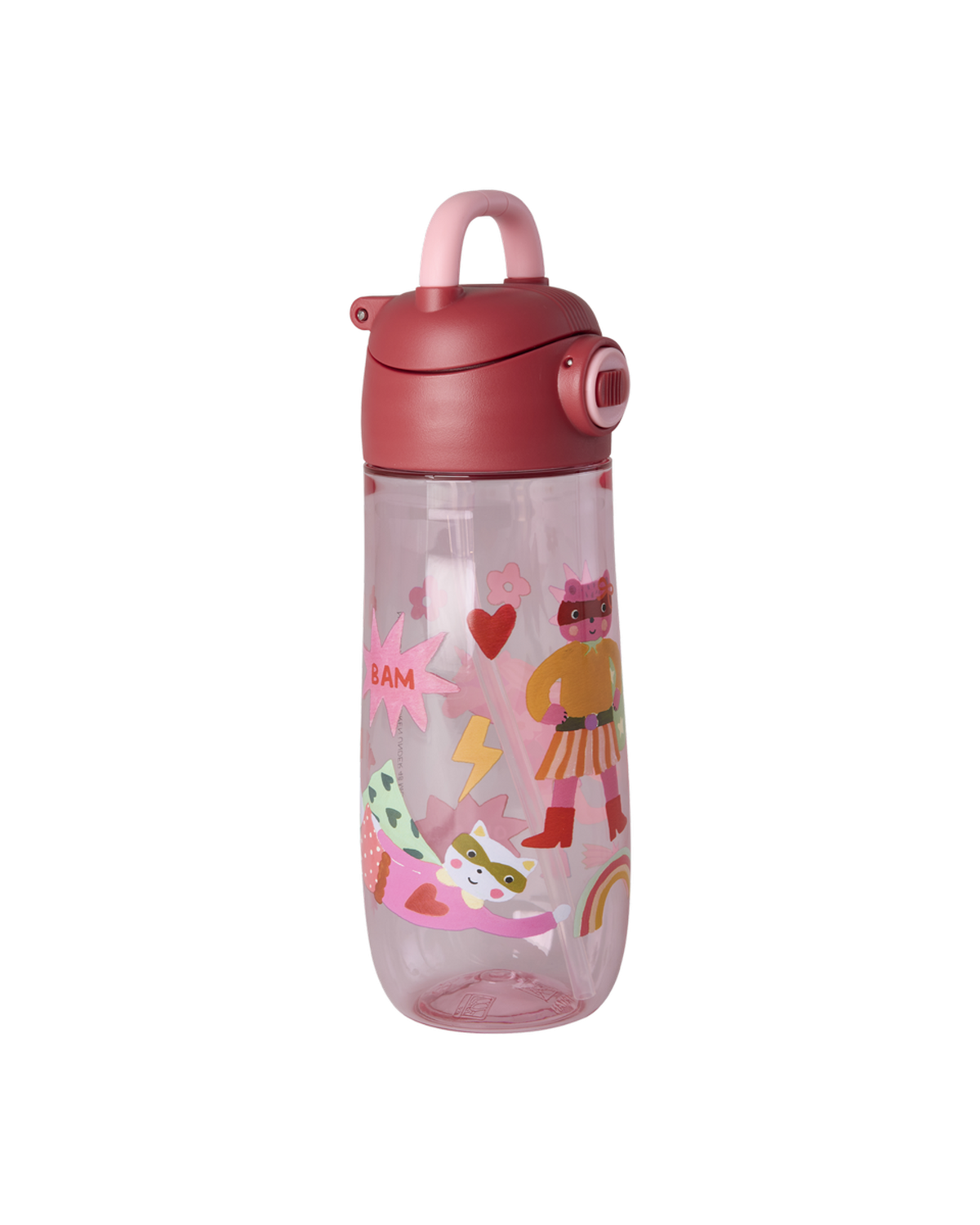 RICE - drinkfles hero print roze