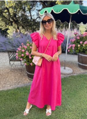 Aline - ruffled dress A-4106 Fuchsia