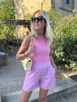 Aline - scalloped shorts A-97123 pink stripe