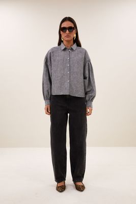 By-Bar Sarah stripe blouse 26412010 ash grey stripe