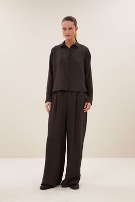 By-Bar Kris satin stripe blouse 26412042 espresso