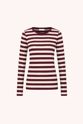 By-Bar basic ls big stripe top - burgundy crush