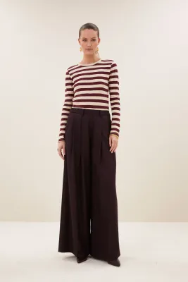 By-Bar basic ls big stripe top - burgundy crush