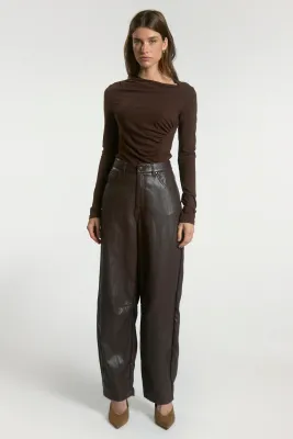 Aaiko - Quin PU trousers Fudge