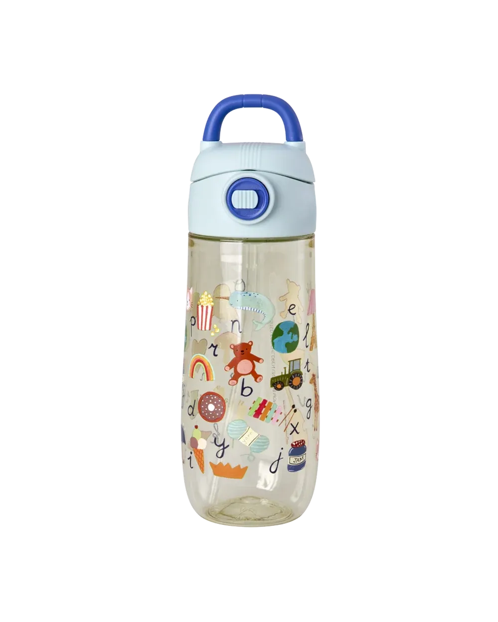 Rice - drinkfles ABC print Blauw