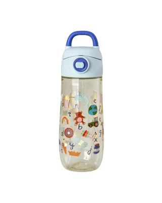 Rice - drinkfles ABC print Blauw