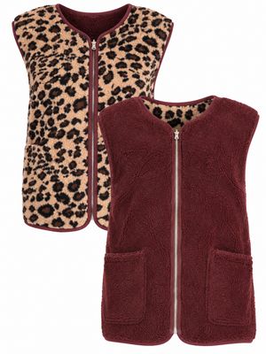 Aline - teddy gilet Dark red