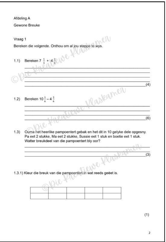 Wiskunde Graad 5 Kwartaal 3 Toets