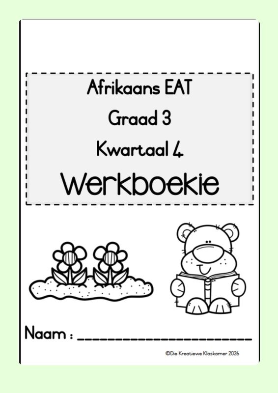 [2026] Afrikaans Eerste Addisionele Taal Graad 3 Kwartaal 4 - Beplanning &amp; Werkboek