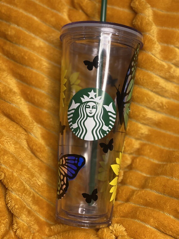 Sunflower &amp; Butterfly Starbucks Cold Cup