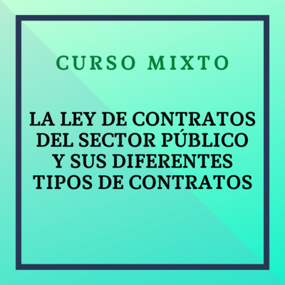 CURSO MIXTO. “LA LEY DE CONTRATOS DEL SECTOR PÚBLICO Y SUS DIFERENTES TIPOS DE CONTRATOS”. 4 marzo - 14 abril 2024