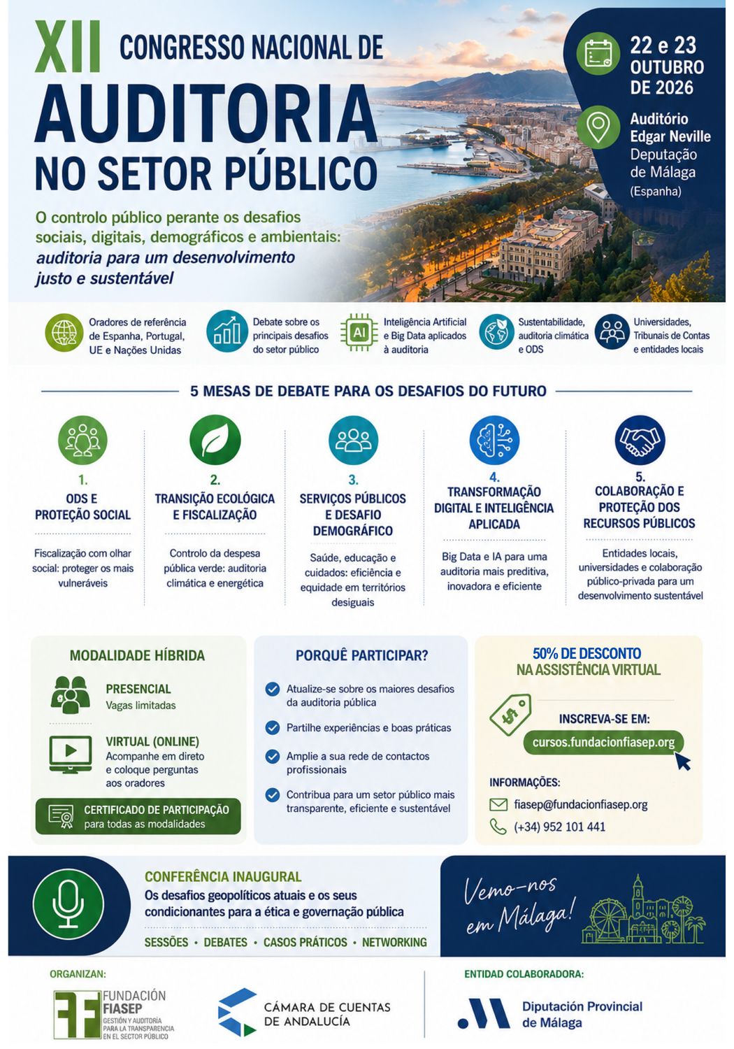 XII Congresso Nacional de Auditoria no Setor Público. Málaga, 22 e 23 de outubro de 2026.
