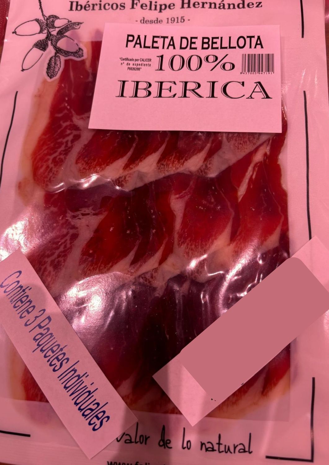 Pack Paleta Bellota 100% Ibérica 100% Natural
