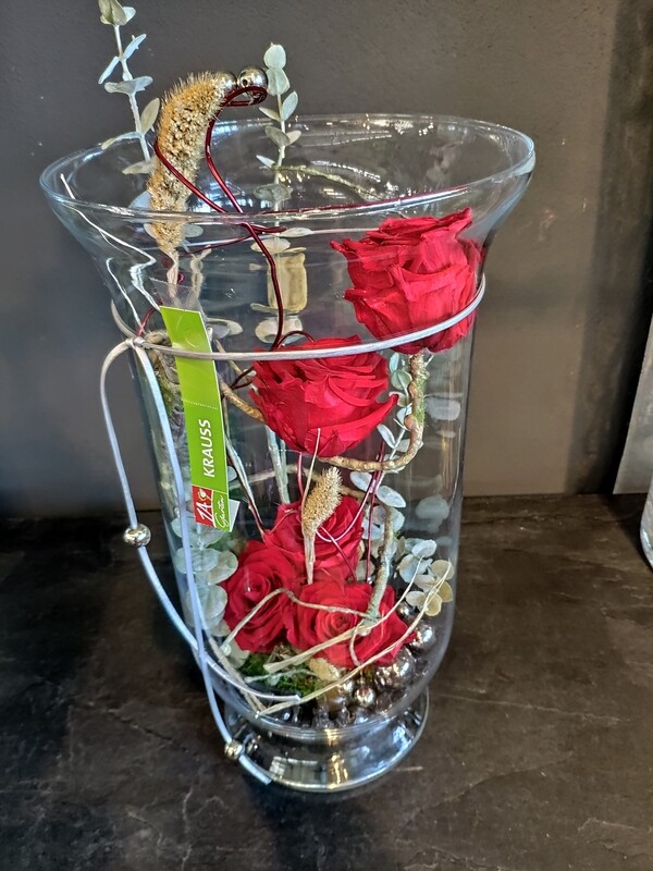 Infinity Rosen rot | Arrangement      &quot;Glas 40 cm&quot;
