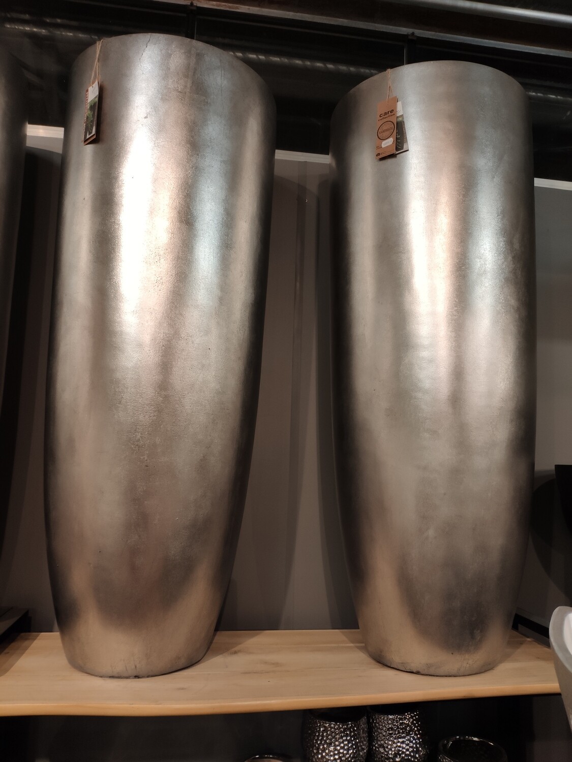 Polystone Gefäß silber glatt