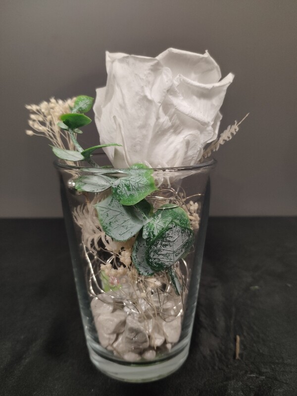 Infinity Rose weiß | Arrangement &quot;Glas 15cm&quot;