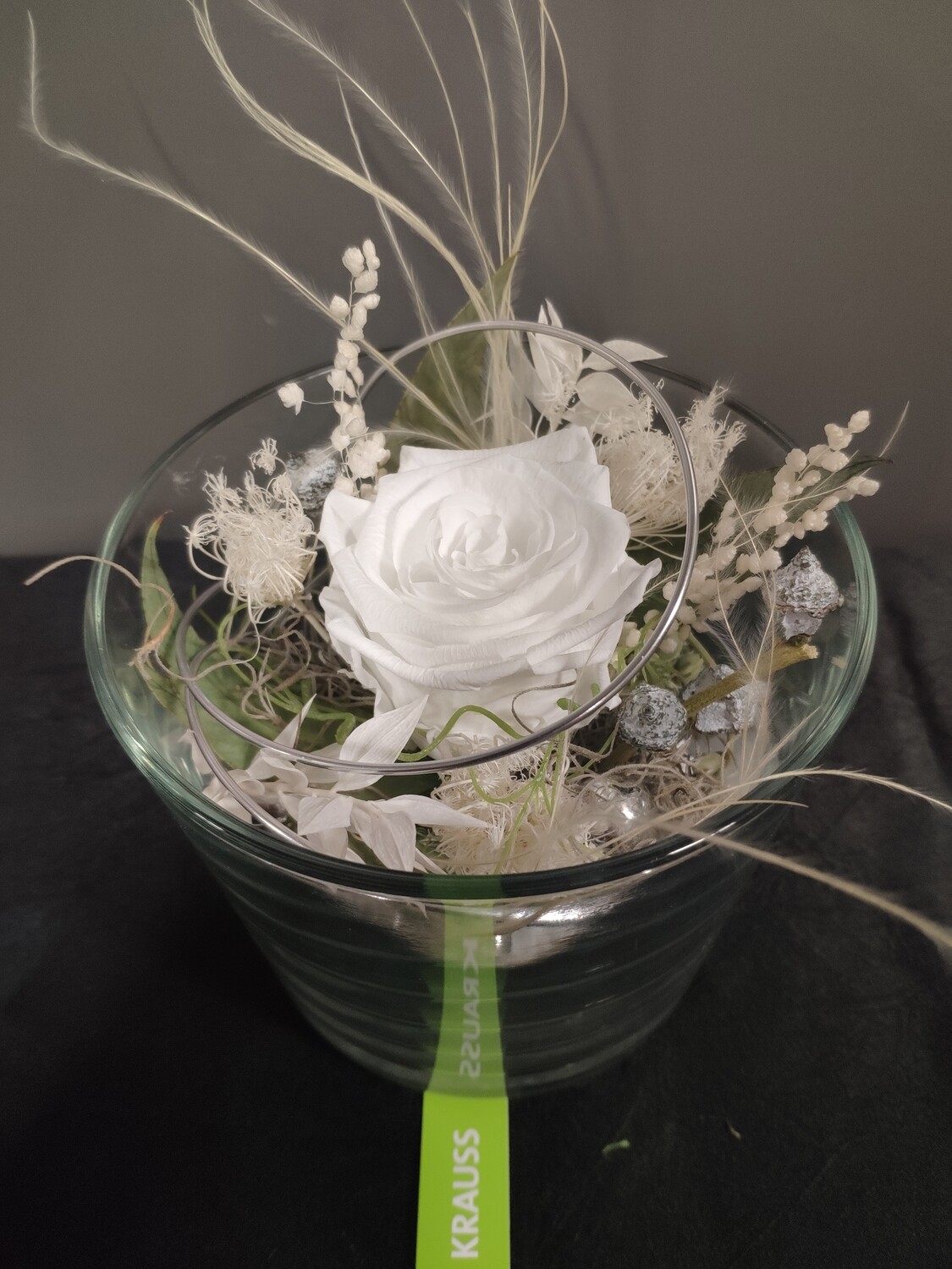 Infinity Rose weiß | Arrangement &quot;Glas 20cm&quot;