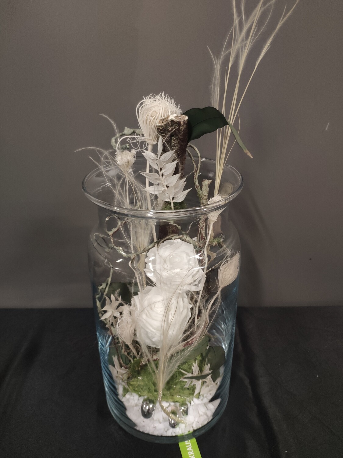 Infinity Rosen weiß | Arrangement &quot;Glas 40cm&quot;