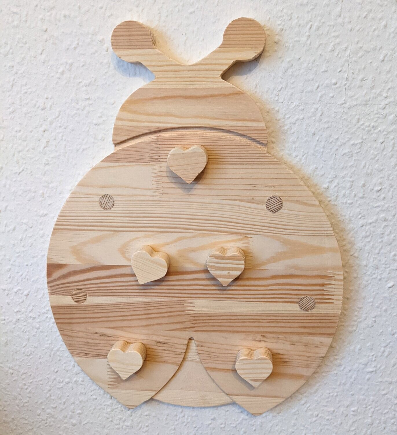 Magnettaffel aus Holz für Kinderzimmer mit Marienkäfer Motiv, inkl. 5x Holzmagnete