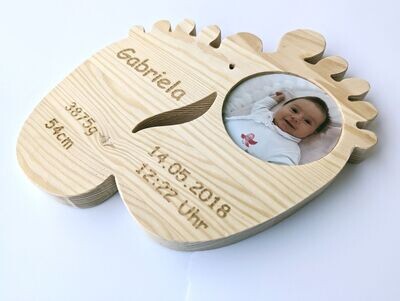 Bilderrahmen, Baby Geschenk aus Holz (personalisiert)