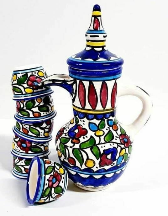Arabic coffee Dallah set- Coffee pot with 4 cups