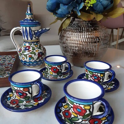Turkish Coffee Dallah Set with 4 cups and saucer