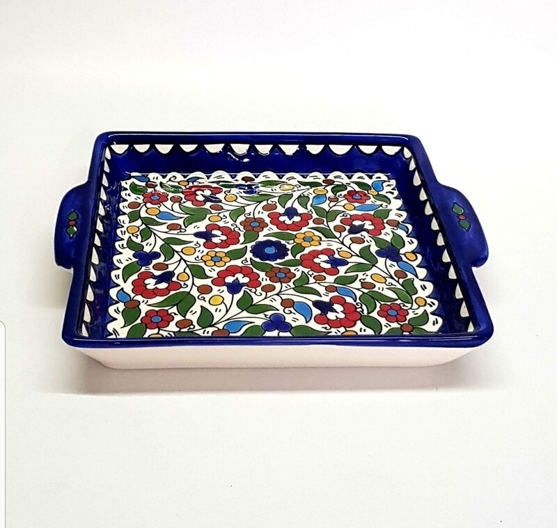 Large square plate with handle
