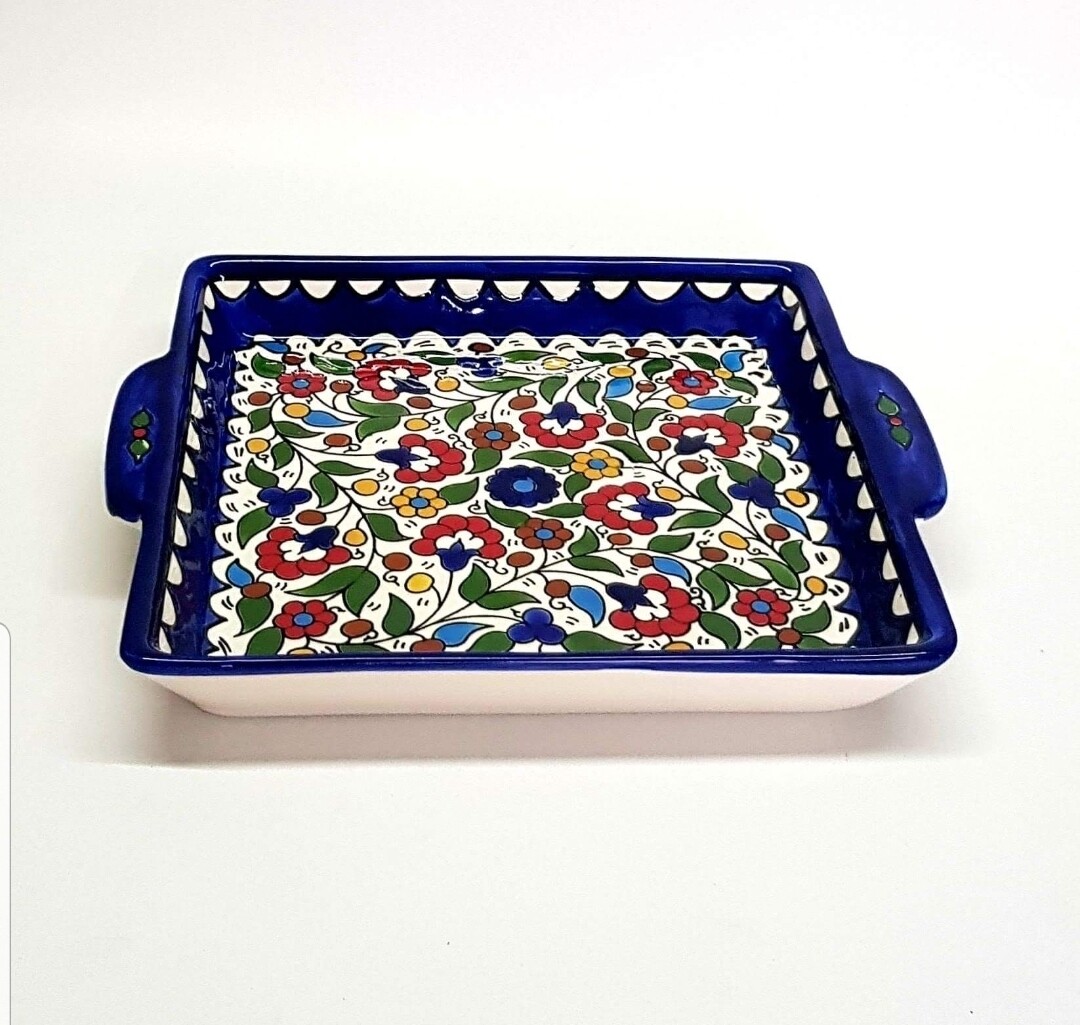 Large square plate with handle