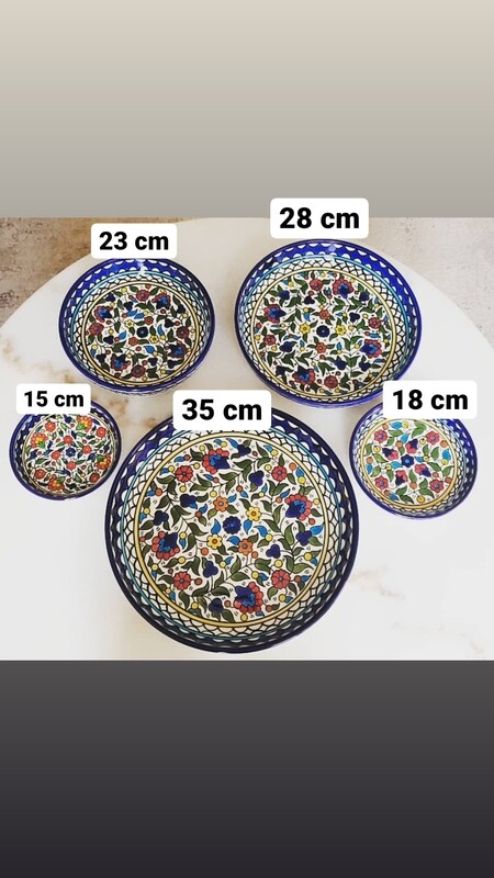 LARGE CERAMIC BOWL HAND PAINTED 28 CM