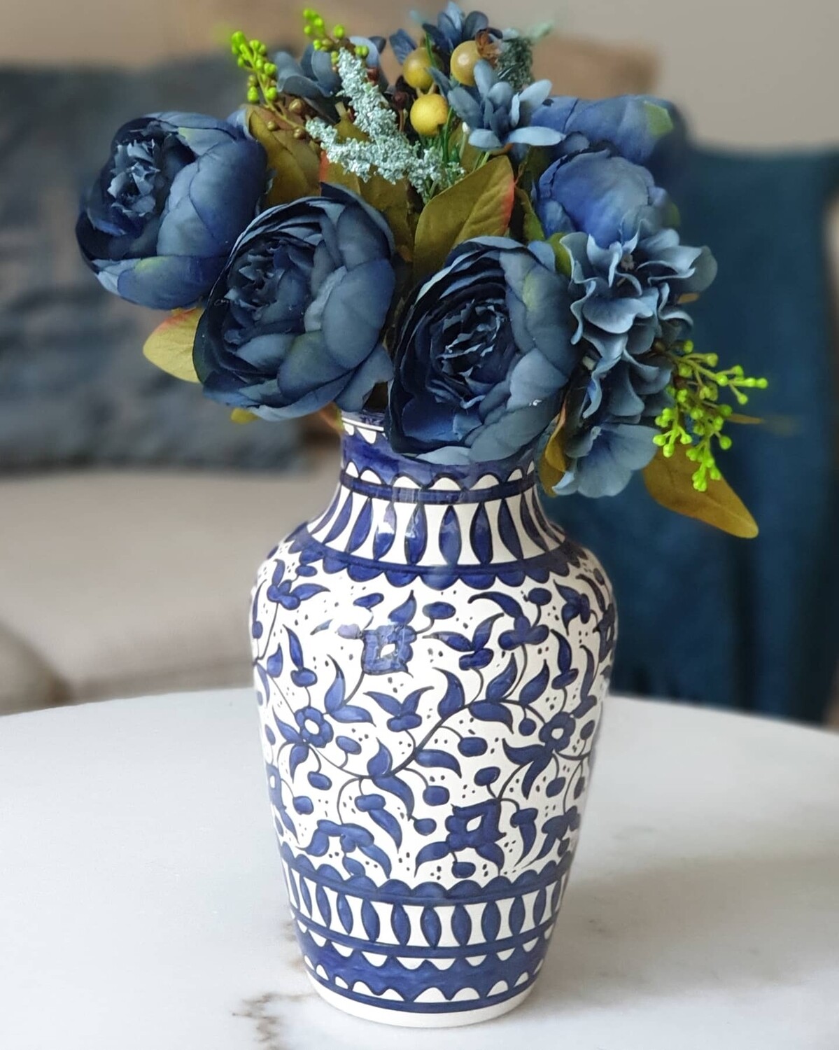 Handmade Royal Blue and White Vase