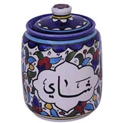 Hand-painted Ceramic Jar with lid Tea
