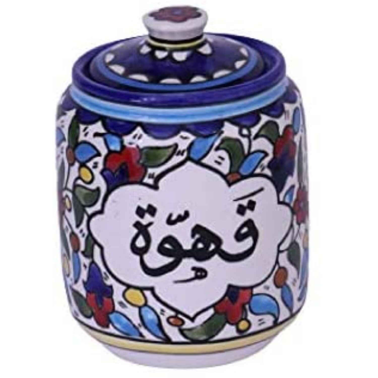 Hand-painted Ceramic Jar with lid coffee
