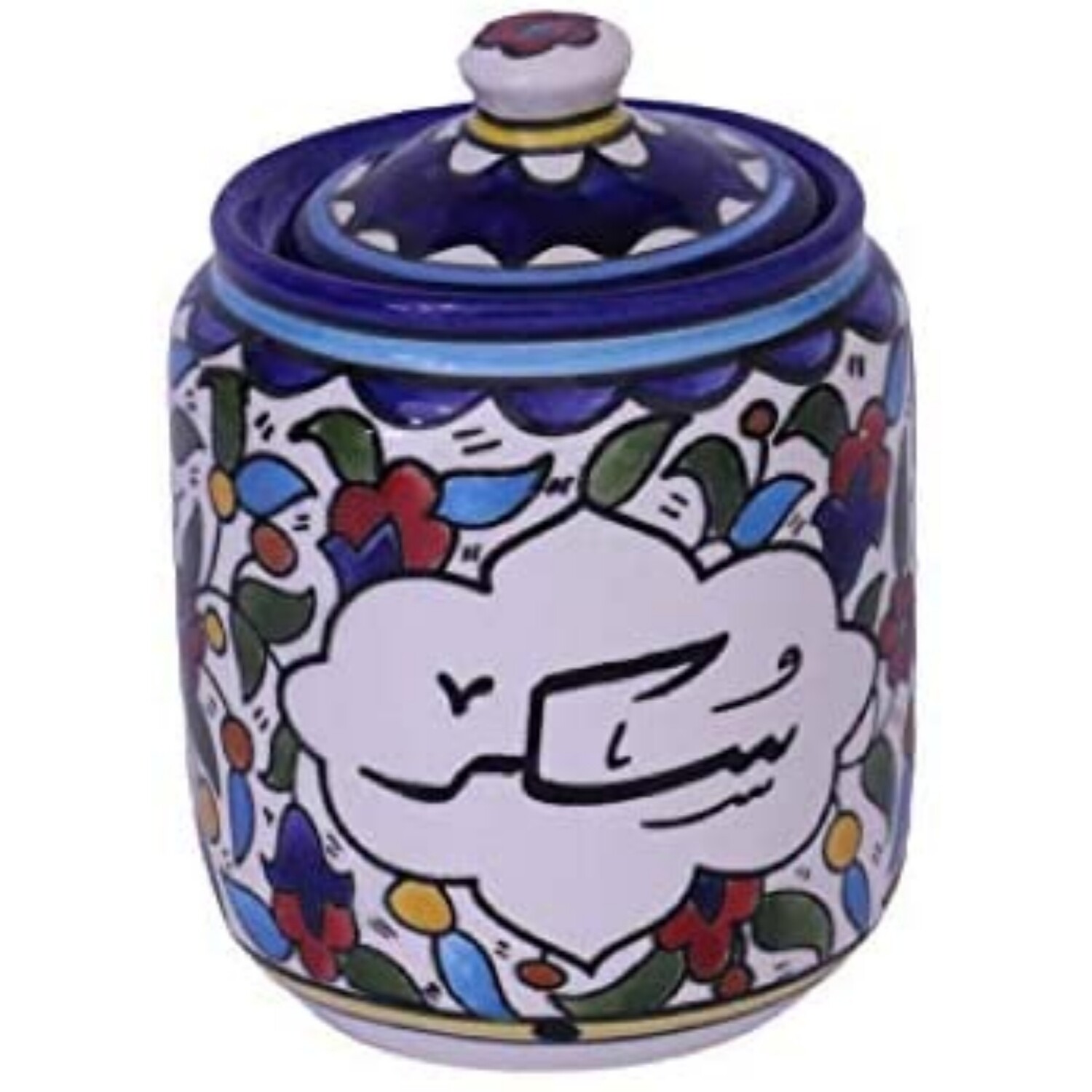 Hand-painted Ceramic Jar with lid Sugar