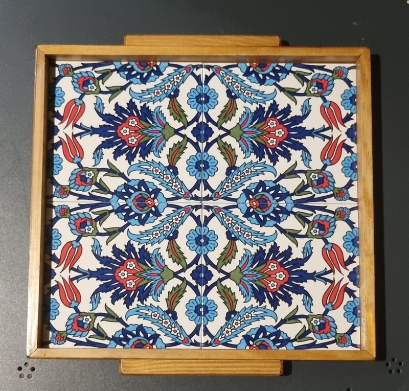 Sqaure Tray Blue, White &amp; Red