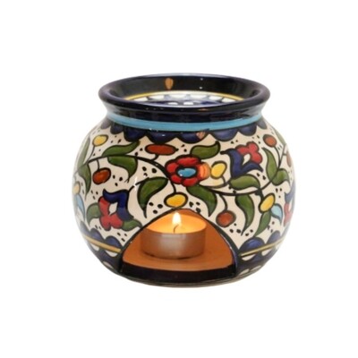 Ceramic Candle Lantern Hand Painted Floral (Oil Burner)