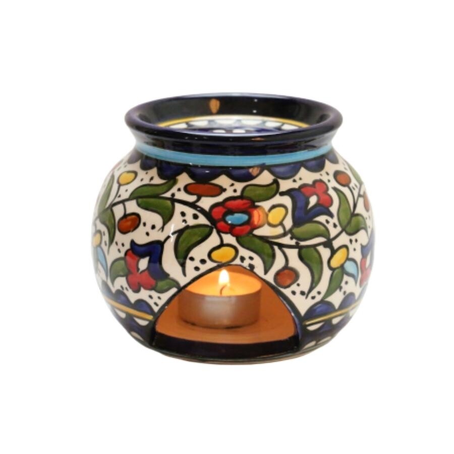 Ceramic Oil Burner Hand Painted Floral (Oil Burner) Classic Pattern