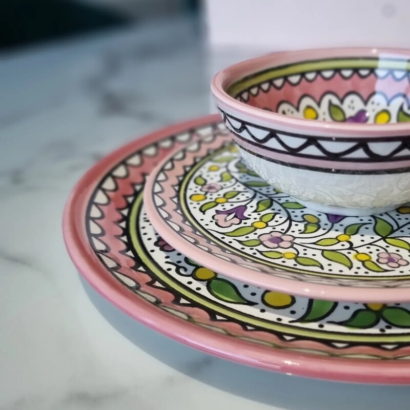 Set of Pink Dinner Plates