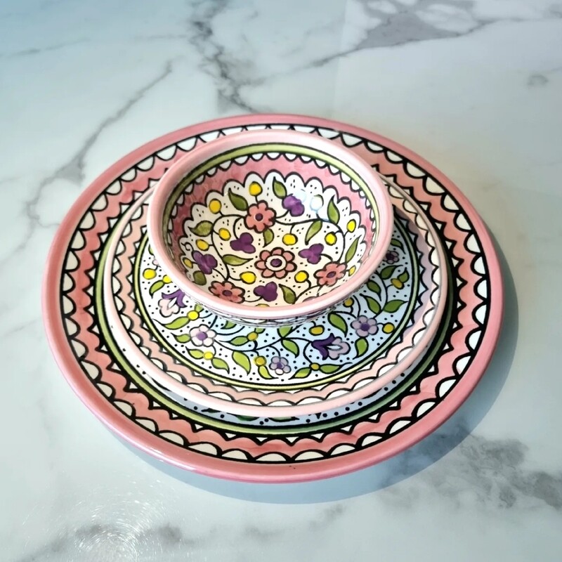 Set of Pink Dinner Plates