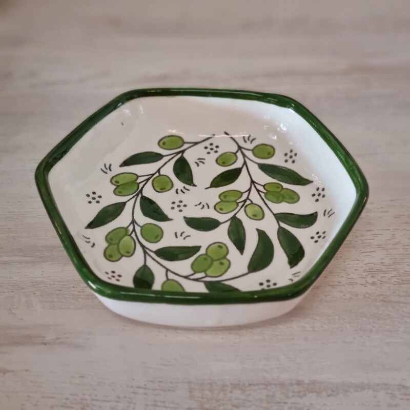 Hexagon Snack Plate Olive pattern