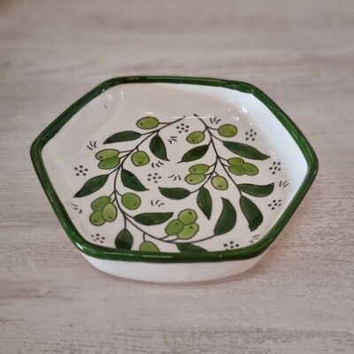 Hexagon Snack Plate Olive pattern
