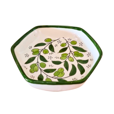 Hexagon Snack Plate Olive pattern