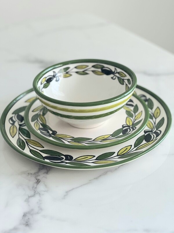 Olive Painted Dinner Set 18 pcs