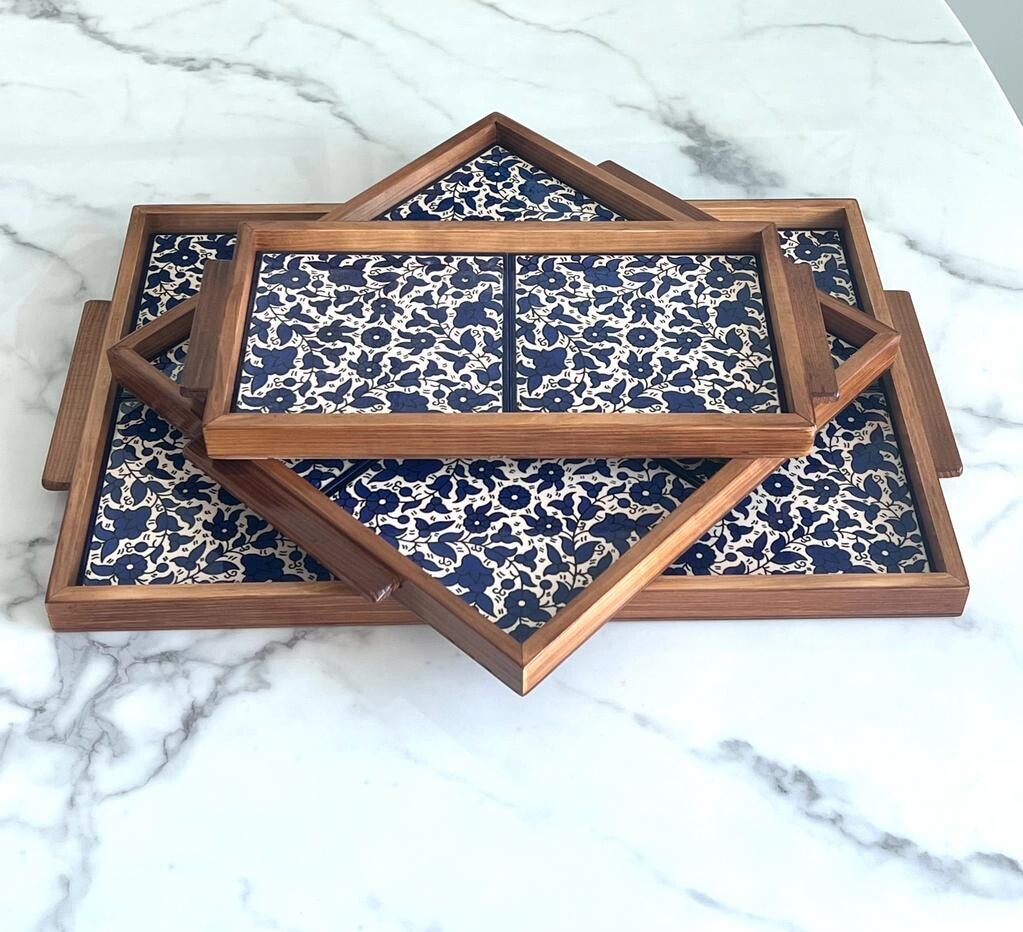 Blue and White Pattern Tray
