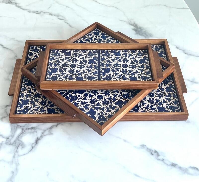 Handmade Ceramic Wooden Trays with handmade ceramic trays