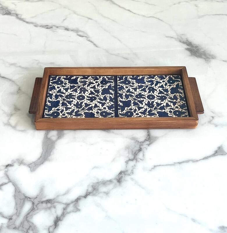 Handmade Ceramic Wooden Trays with handmade ceramic trays