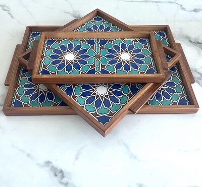 Handmade Geometric Wooden Tray 